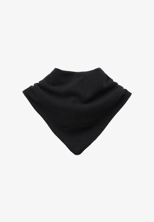 Black fleece neck warmer with a soft texture, triangular design, and smooth finish, suitable for protection against cold weather.