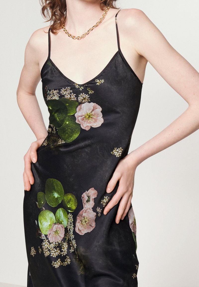allsaints black slip dress Allsaints-Immy Lace Trim V-Neck Midi Slip Dress – dstore Egypt main image 0