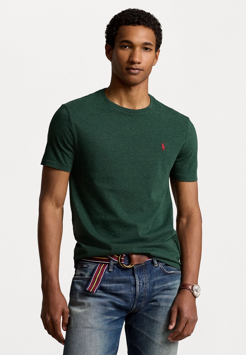 Polo Ralph Lauren CUSTOM SLIM FIT JERSEY CREWNECK T-SHIRT - Pamata T-krekls - scotch pine heather