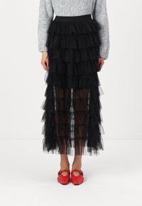 VILA VIEVELYN MIDI SKIRT - Dolgo krilo - black