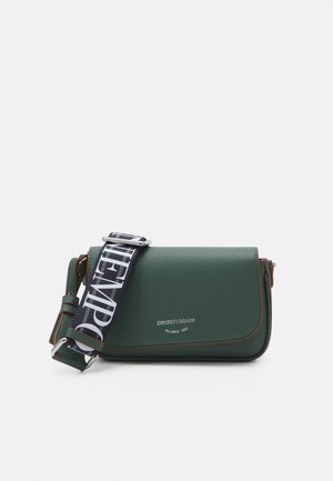 FLAP CROSSBODY - Across body bag - dark green/camel