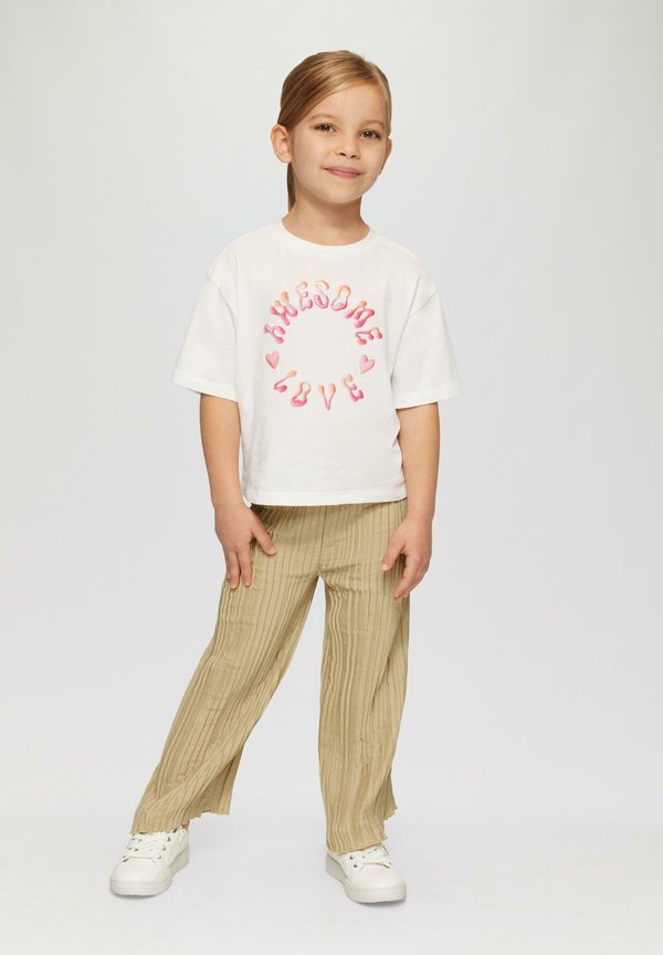 GLÄNZENDE WIDE MIT ELASTIKBUND - Stoffhose - sandstein