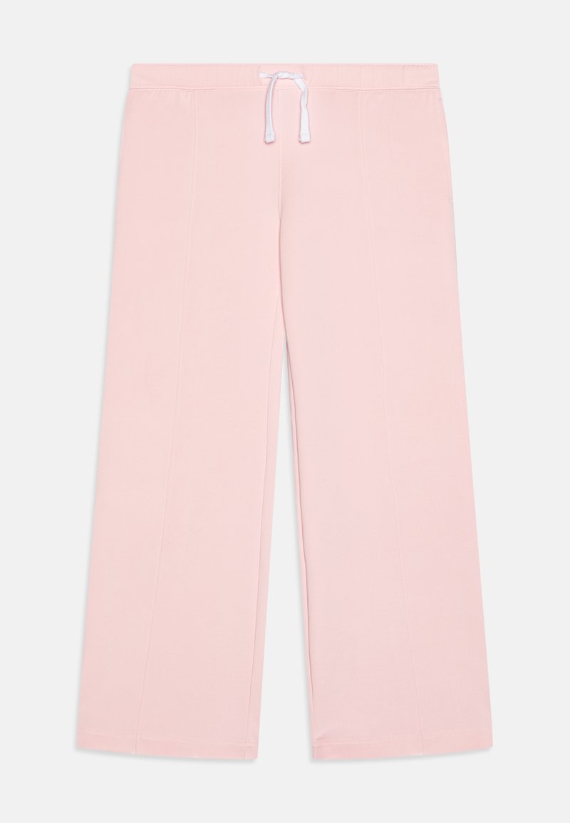 Lichtroze wijde sweatpants met een drawstring tailleband, soepele textuur en subtiele naaddetails. Eenvoudig en casual ontwerp.