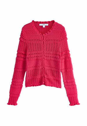 REGULAR FIT - SHIRRED FRILL - Cardigan - dark pink