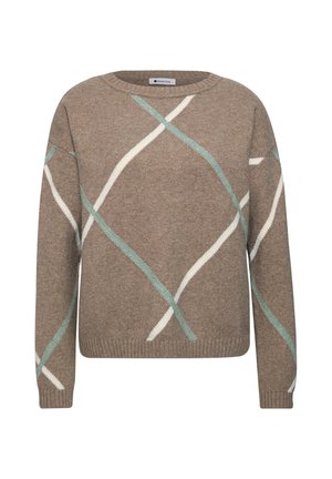 Street One, BOAT-NECK SWEATER WITH INLAY PATTERN - Pullover - sanded amber mel.