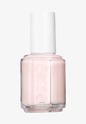 Essie-Nagellack in einer transparenten Glasflasche mit einem runden weißen Deckel. Der Lack hat einen hellen Rosaton mit einer glatten, glänzenden Textur.