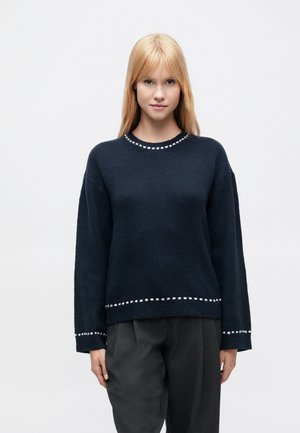JDYBLOSSOM O NECK - Pullover - black iris/cloud dancer