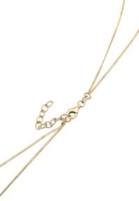 Gouden ketting met fijne, gevlochten schakels en een kreeftsluiting. Heeft een verstelbaar kettinggedeelte voor lengtevariatie.