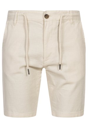 Beige shorts van gestructureerde stof, met een elastische band en knoopsluiting. Inclusief zijzakken en een lengte tot de knieën.