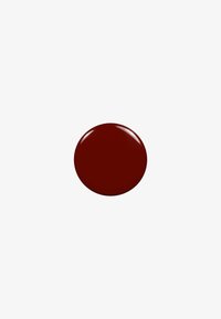 Échantillon de peinture circulaire bordeaux foncé brillant sur fond blanc, avec une texture lisse et une couleur homogène.