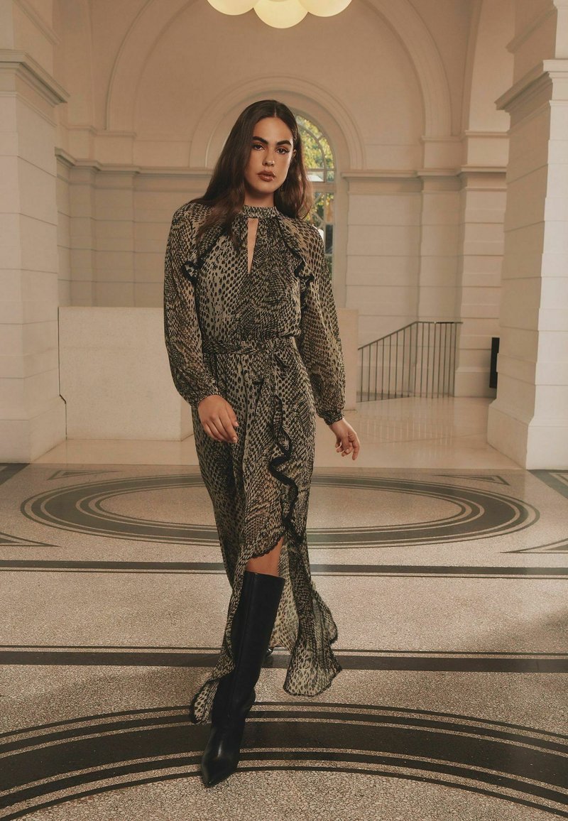 Lipsy Maxi dress - khaki green snake print/green - Zalando