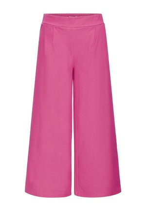 Bright pink wide-leg cropped pants with a high waistband and front pleat details, displayed against a white background.