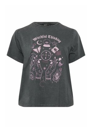 Yours Clothing, PLUS SIZE CASUAL TOPS - Camiseta estampada - charcoal