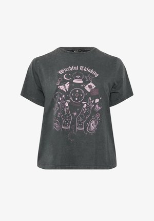 Yours Clothing, PLUS SIZE CASUAL TOPS - T-Shirt print - charcoal
