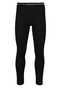 Schwarze Sport-Leggings mit glatter Textur, ausgestattet mit einem breiten, weißen, Marken-Elastikbund und einer figurbetonten Passform. Hergestellt aus dehnbarem Material.