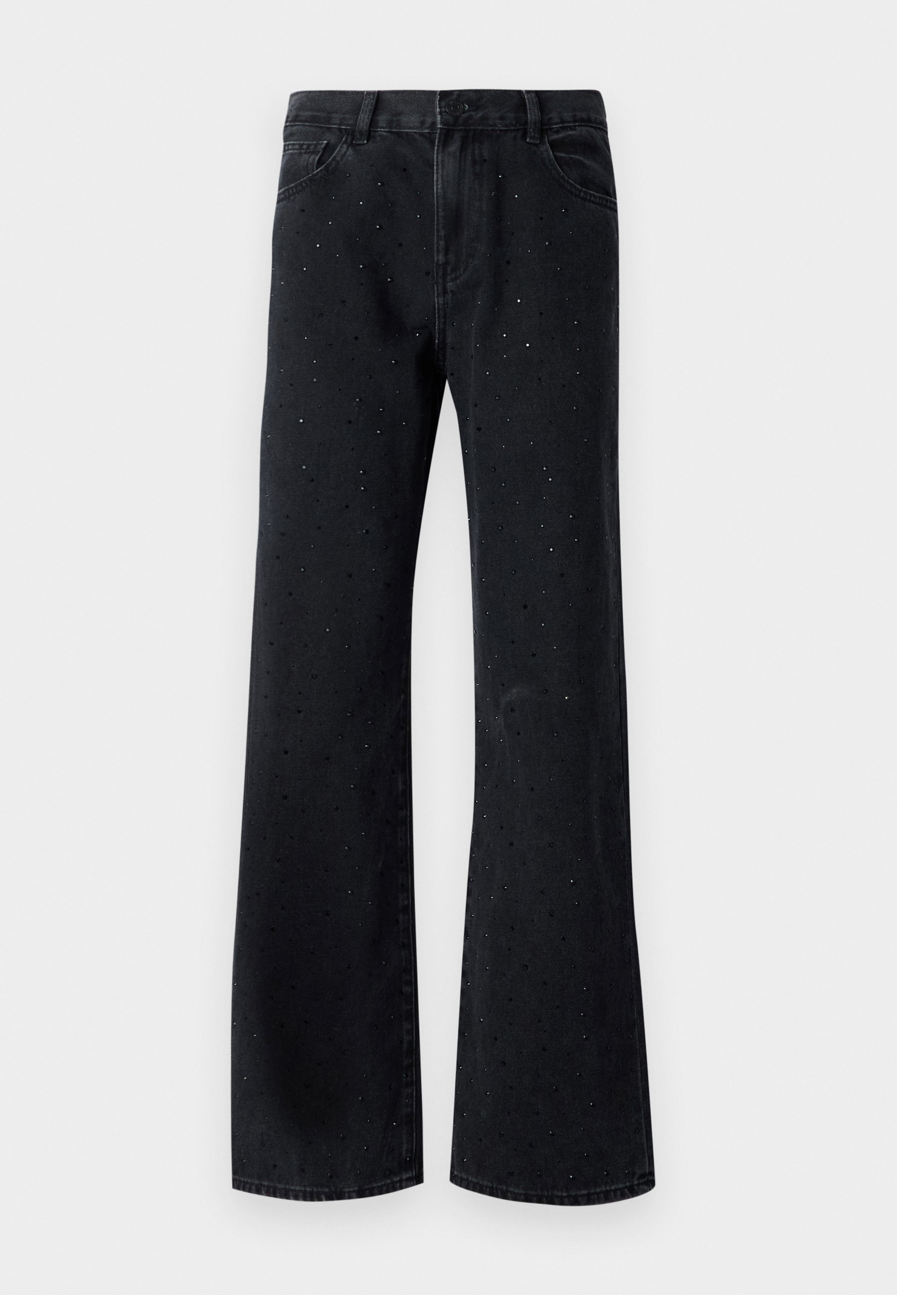 Gina Tricot RHINESTONE - Straight leg jeans - off black/black
