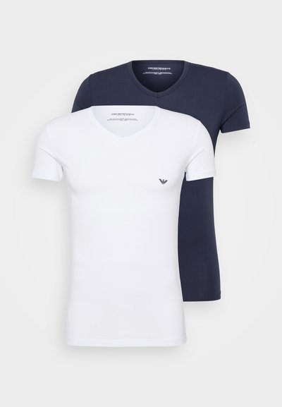 Emporio Armani V NECK 2 PACK - Bluză de corp - white/dark blue