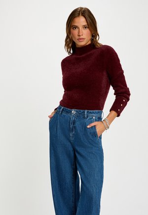 LONG-SLEEVE FUZZY SWEATER - Maglione - prune