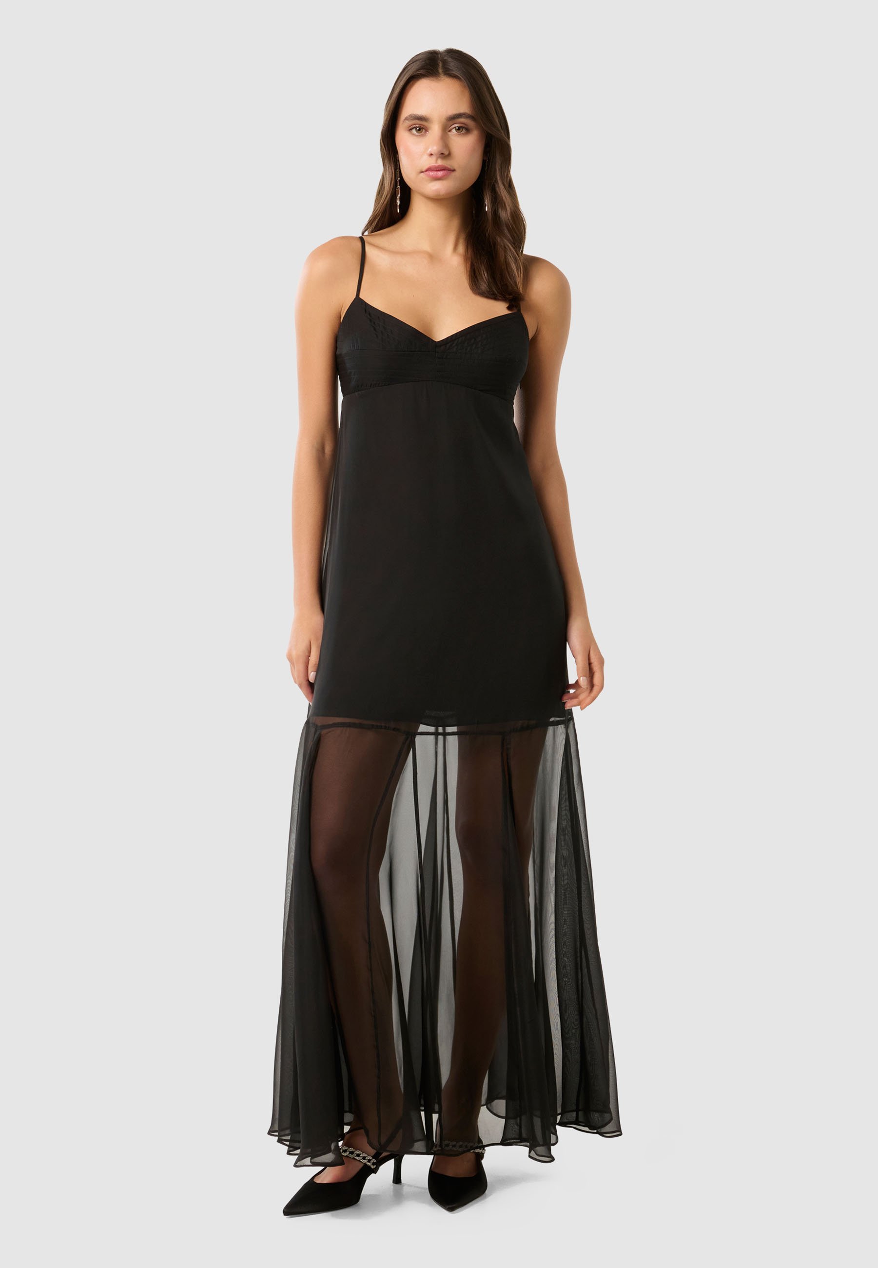 Forever New ANNIE SHEER DETAIL MIDI - Maxi dress - black - Zalando.ie Forever New ANNIE SHEER DETAIL MIDI - Maxi dress - black - Zalando.ie