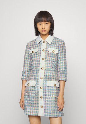 MINI DRESS WITH CONTRAST POCKETS COLLAR - Denní šaty - multi tweed white