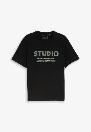TOM TAILOR DENIM, TOM TAILOR DENIM T-SHIRT RELAXED FIT T-SHIRT MIT PRINT - T-shirt imprimé - black