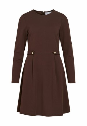 VILA, SHORT DRESS VICLARA LONG SLEEVED - Robe de jour - coffee bean