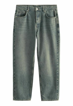 Afslappet-fit denim jeans i en falmet grøn farve med klassisk fem-lomme design, synlige sømme og let indsnævrede ben.
