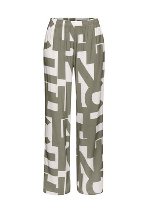 Nachtwäsche Hose - grün weiß gemustert