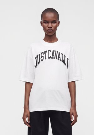 Just Cavalli LOGO GLITTER UNIVERSITY - Μπλουζάκι με στάμπα - white