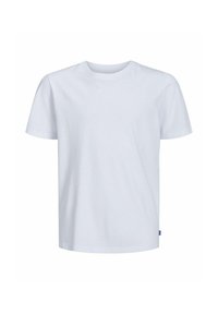 Vit bomulls t-shirt med en klassisk rund halsringning, korta ärmar och rak nederkant. Inga mönster eller detaljer synliga.