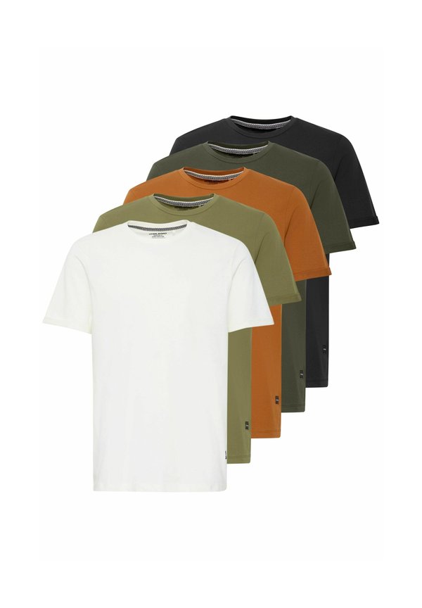 BHTEE 5 PACK - Basic T-shirt - caramvanilaforestoliveblac3