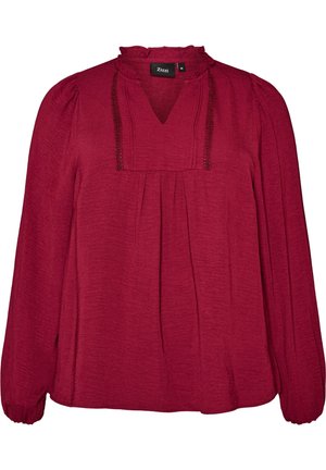 Zizzi, BLUSE MIT V-AUSSCHNITT UND HÄKELBAND - Μπλούζα - rot