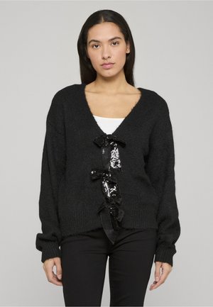 GLITTER  BOW - Cardigan - black