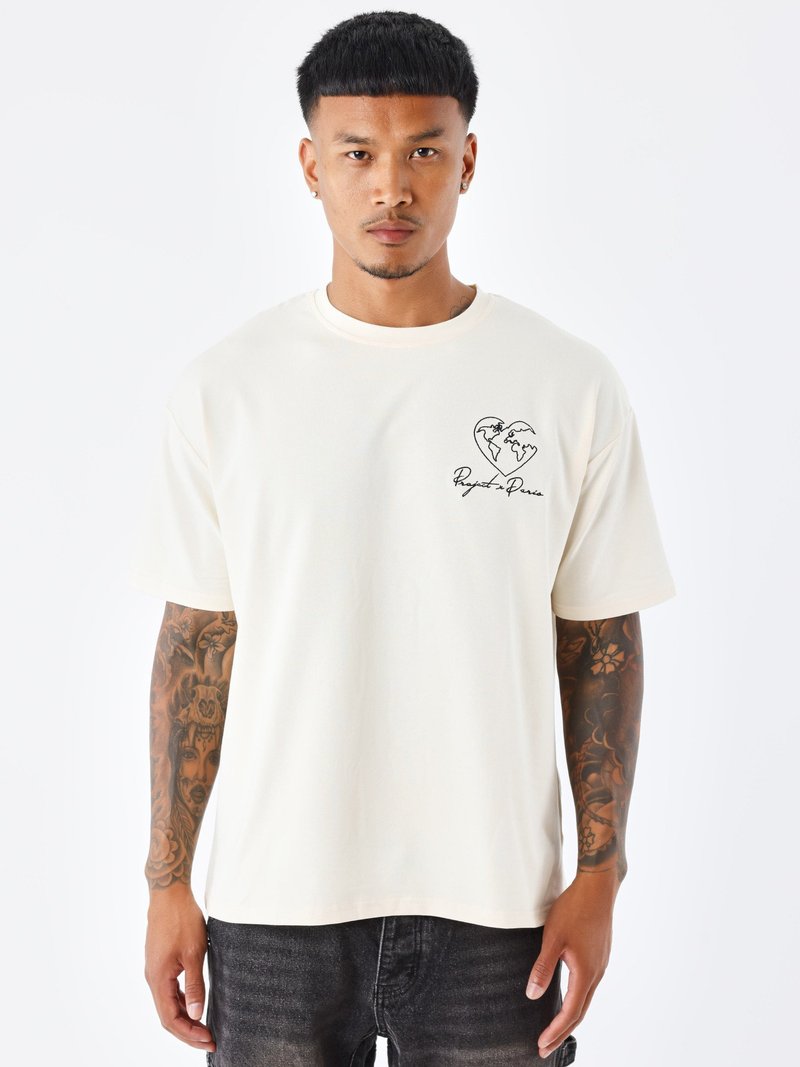 Project X Paris MOTIF COEURMONDE - T-shirt print - craie