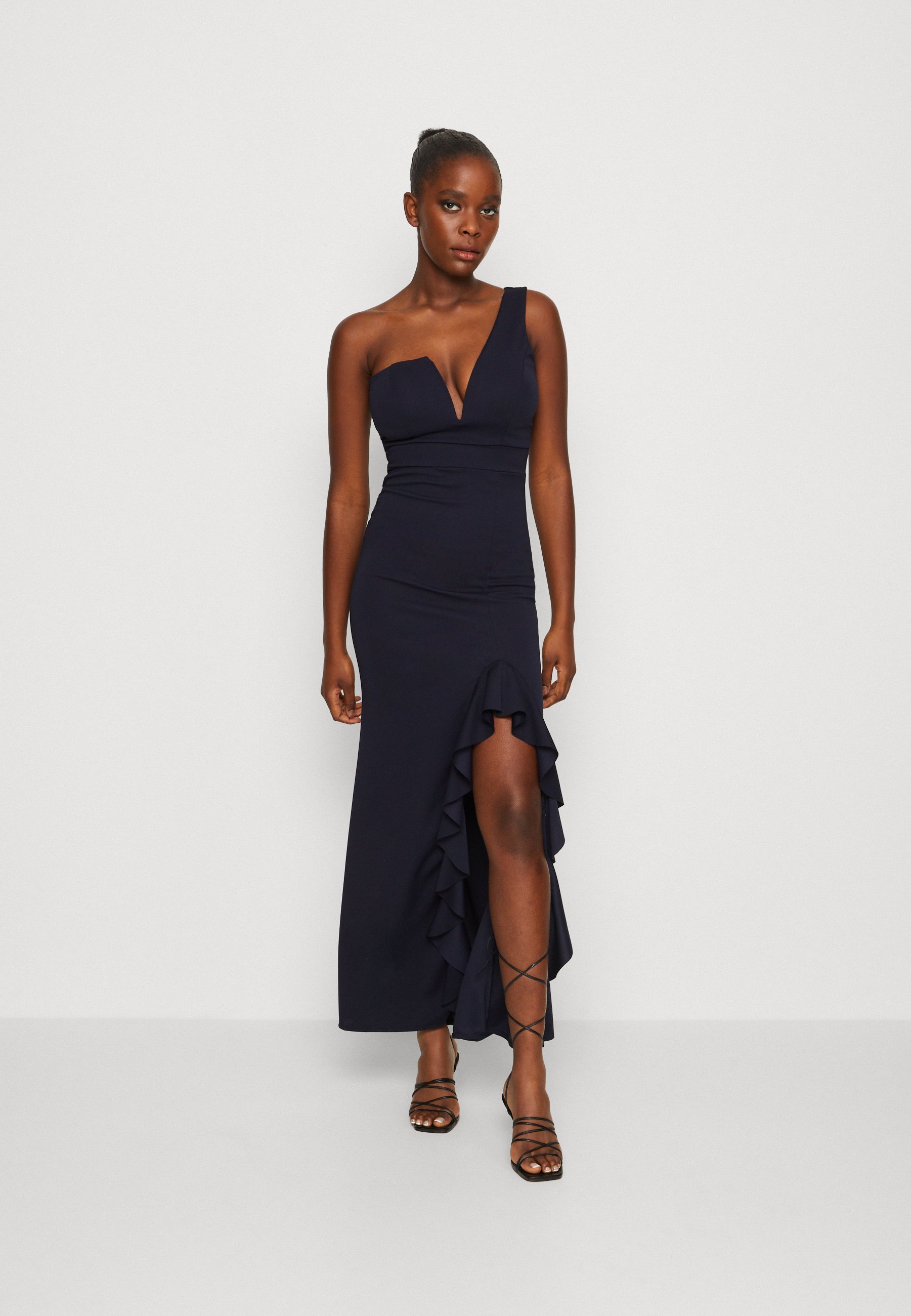 WAL G. SOYA ONE SHOULDER RUFFLE MAXI DRESS - Ballkleid - navy blue  