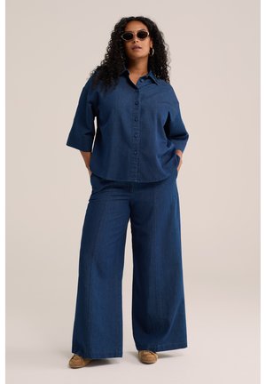 WE Fashion, CURVE - Široké nohavice - dark blue
