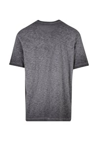 Tmavě šedé tričko s krátkým rukávem a melírovanou texturou. Uvolněný střih a standardní kulatý výstřih. Bezšvový design zadní části.