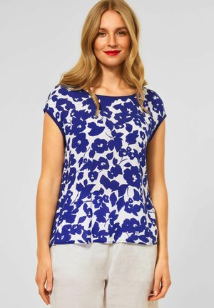 MIT BLUMEN PRINT - Print T-shirt - blau