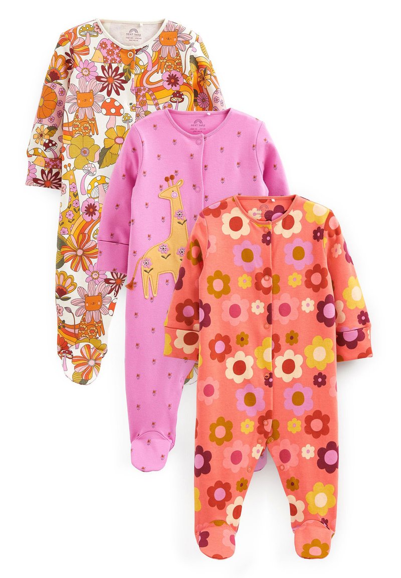 Next BABY FOOTED SLEEPSUITS 3 PACK Dupačky na spaní pink/růžová