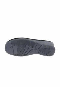 Zwarte rubberen zool van de schoen met een gestructureerd patroon. Bevat groeven voor grip en is gevormd in een specifieke vorm. Gemarkeerd met maat 37 en "Made in Italy."