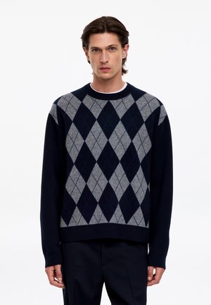 ARKET, ARGYLE JUMPER - Pullover - checked dark navy