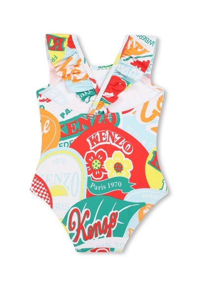 Maillot de bain une pièce avec le logo coloré de Kenzo et des motifs floraux. Fabriqué en tissu lisse et extensible, avec un dos plongeant et des bretelles larges.