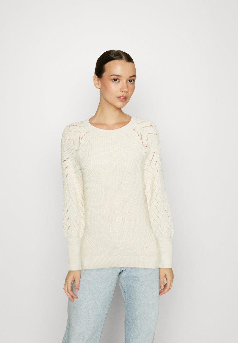 Vero Moda VMNICOLA LS O-NECK BOO - Stickad tröja - birch/beige - Zalando.se