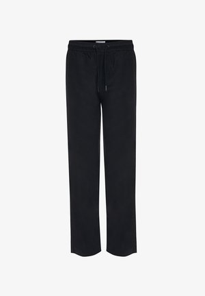 Schwarze, leichte Jogginghosen aus weichem Material. Mit elastischem Bund und Kordelzug sowie weitem Bein Design.