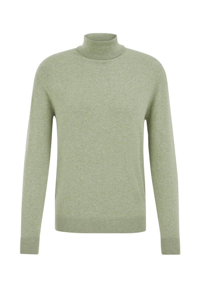 WE Fashion gebreide regular fit polo bruin
