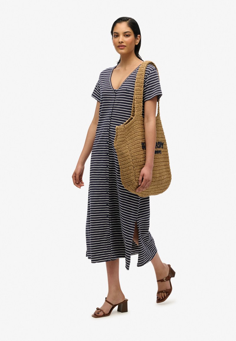 superdry stripe midi dress womens Strappy Stripe Midi Dress in Pacific Marina Stripe