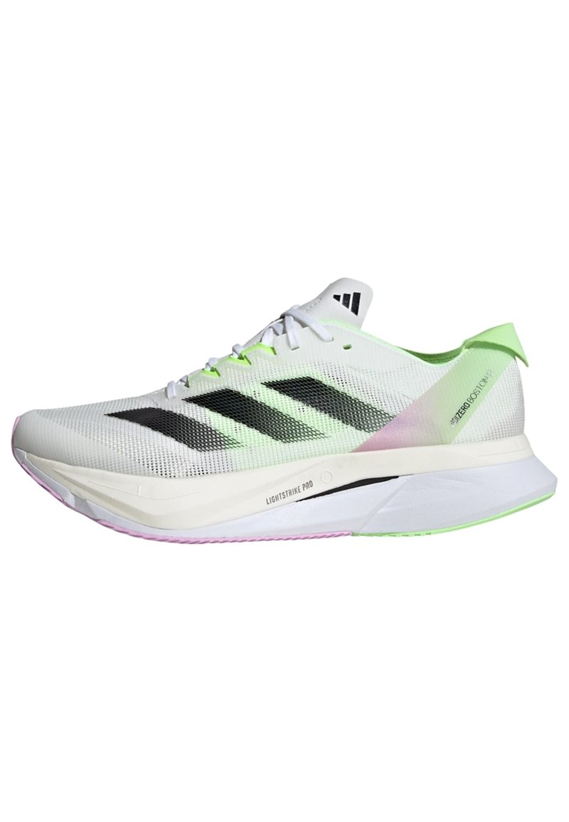 adidas Performance ADIZERO BOSTON 12 - Løbesko til landevejen - cloud white   core black   green spark