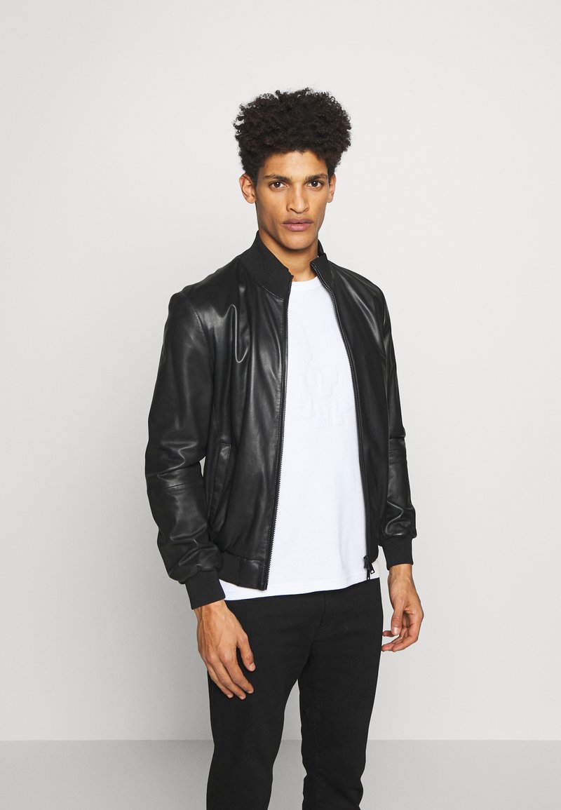 Emporio Armani CABAN PELLE - Leather jacket - nero/black - Zalando.co.uk