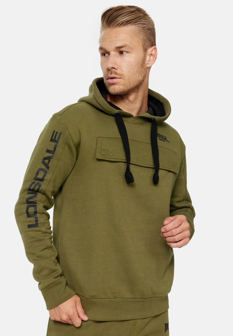 Lonsdale NORMALE PASSFORM RUSHEN - Φούτερ με κουκούλα - olive black
