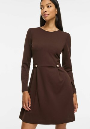 VILA, SHORT DRESS VICLARA LONG SLEEVED - Robe de jour - coffee bean